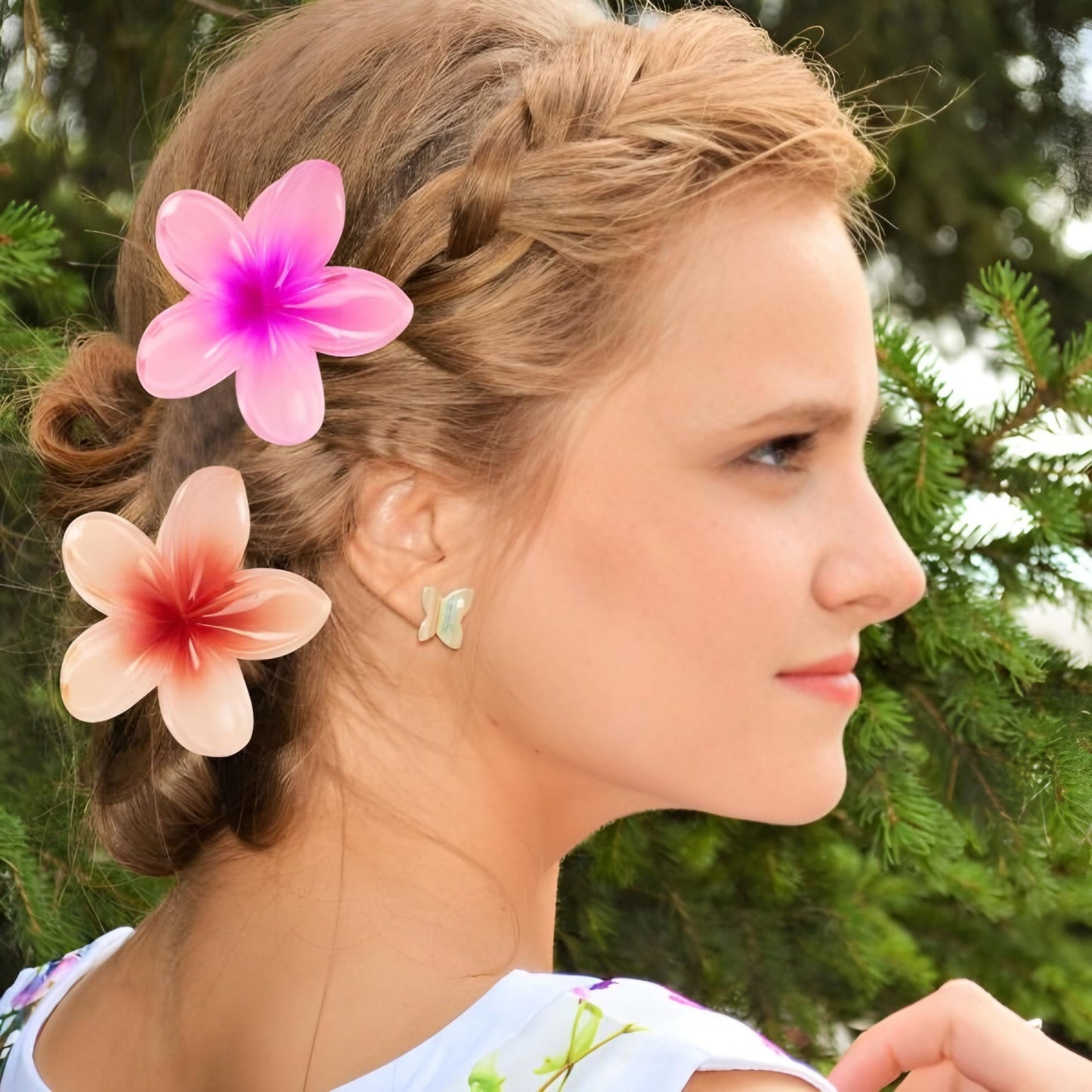 2 Pcs – Flower Hair Clip Colorful Hair Band For Girls & Women