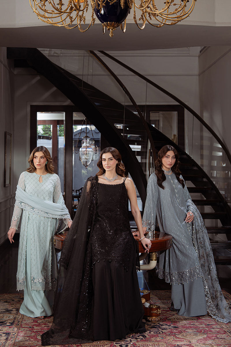 AQUA ICE-4PC CHIFFON EMBROIDERED SUIT