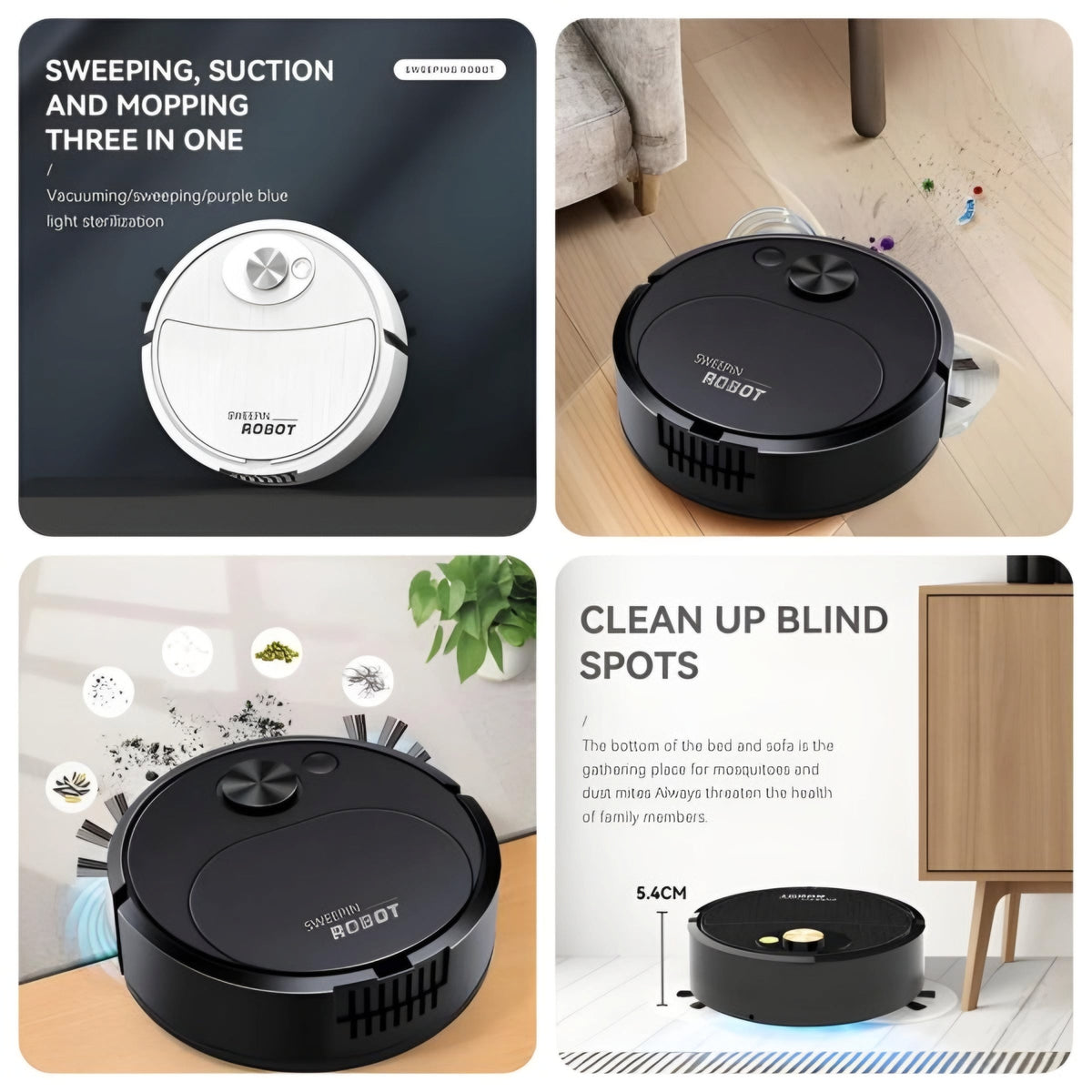 Mini Smart Sweeping Robot Rechargeable Vacuum Cleaner For Home Office