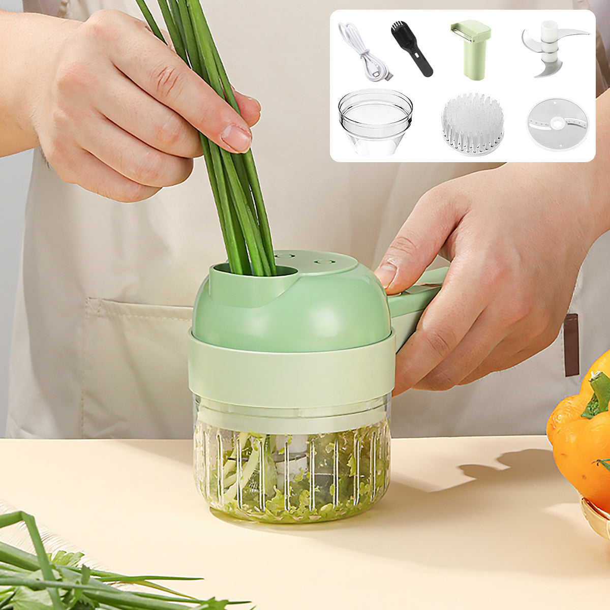 Electric Food Chopper Vegetable Slicer Garlic Crusher Meat Grinder Machine