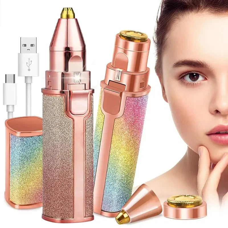 2-in-1 Rechargeable Hair Remover & Eyebrow Trimmer with LED
