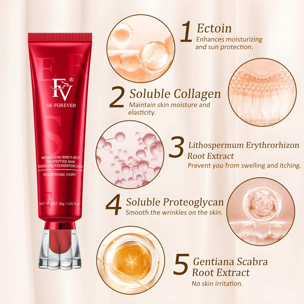 FV Skin Liquid Foundation Waterproof Glass Skin Korean