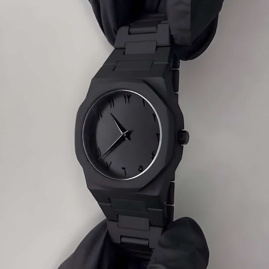 Arabic Aura Watch – Elegant Black Wristwatch with Arabic Numerals