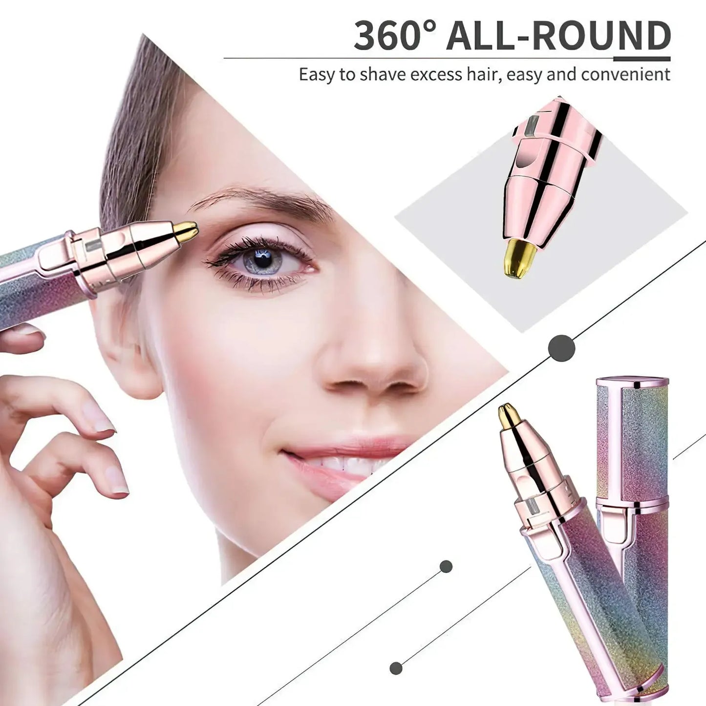 2-in-1 Rechargeable Hair Remover & Eyebrow Trimmer with LED