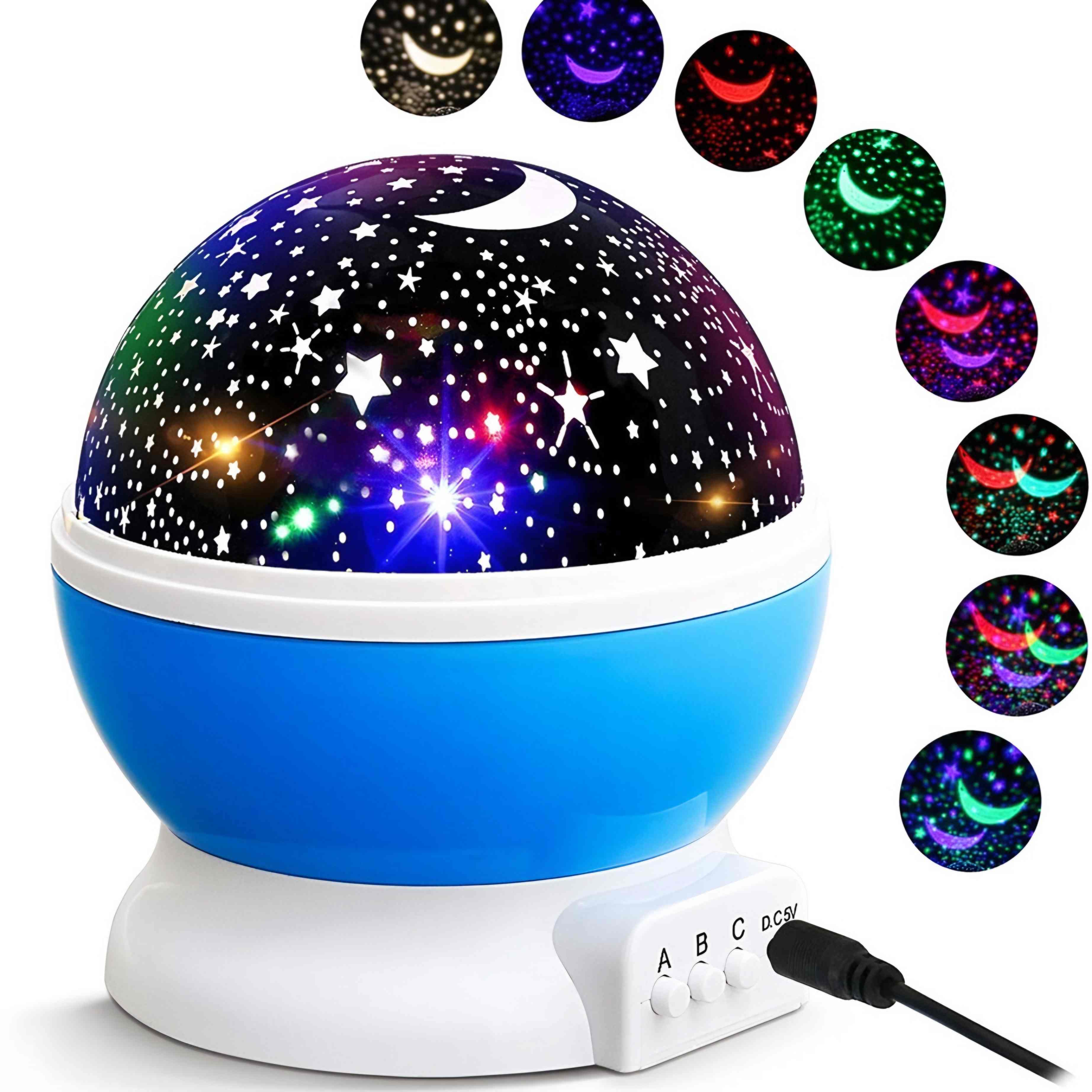 360 Degree Moon Night Light Lamp Projector With Colors And Usb Cable, Lamp For Kids Room Night Bulb