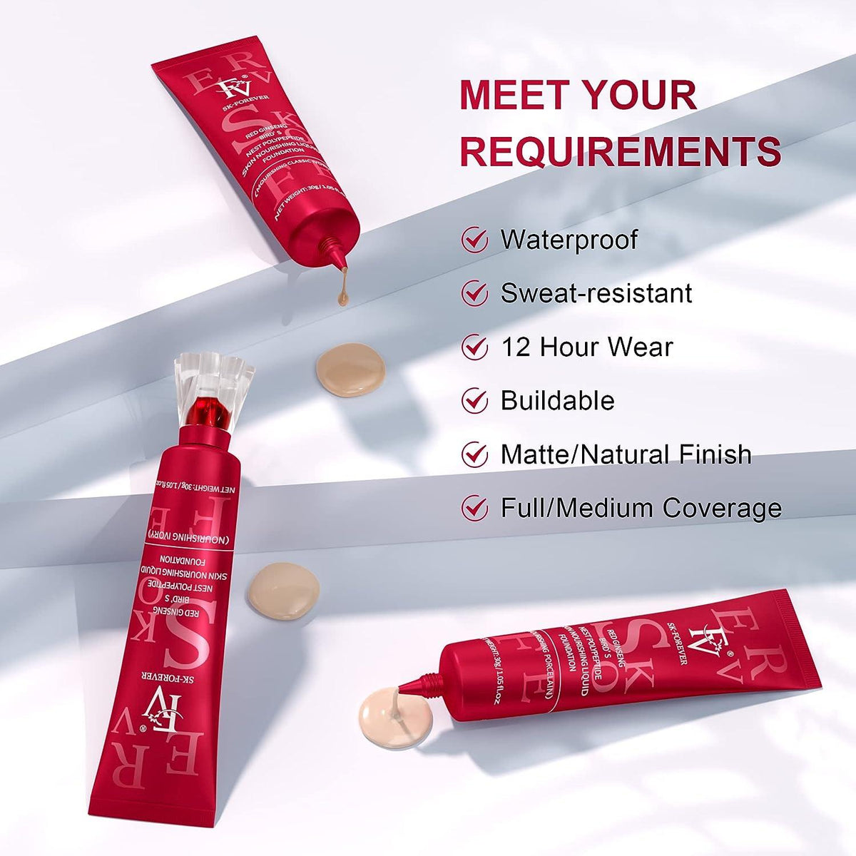 FV Skin Liquid Foundation Waterproof Glass Skin Korean