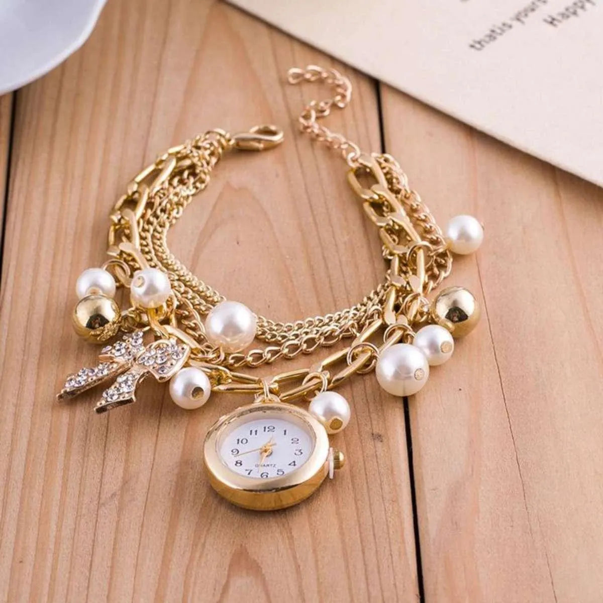 Luxury Pearls Bracelet Wrist Watch