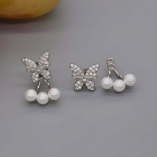Butterfly Pearl Korean Earrings For Girls