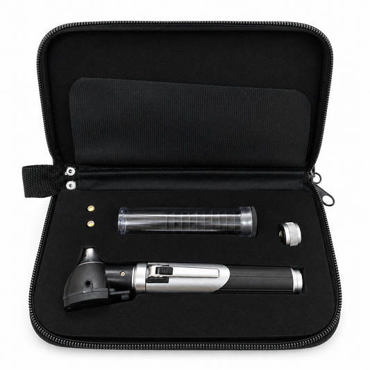 Premium Otoscope | ENT Set with two LED Bulbs, 10 Disposable Cones & Carry Bag