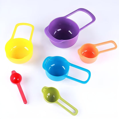 Multi Color Measuring Cup And Spoon Set – 6pcs (Random Color)