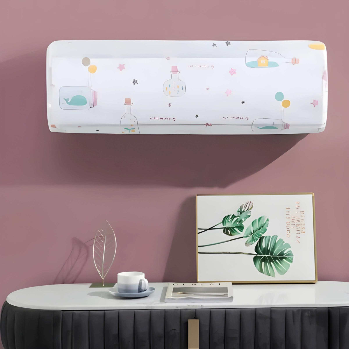 2x Cute Cartoon Printing Dust Cover For AC (1 Ton)