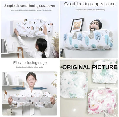 2x Cute Cartoon Printing Dust Cover For AC (1 Ton)