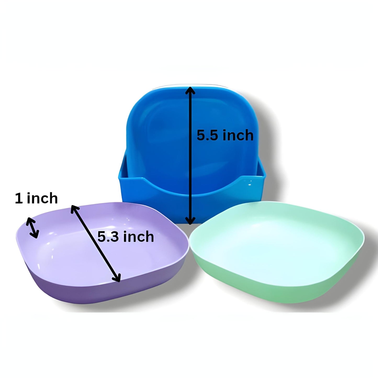 10 Pcs Plates Set With Holder (Random Color)