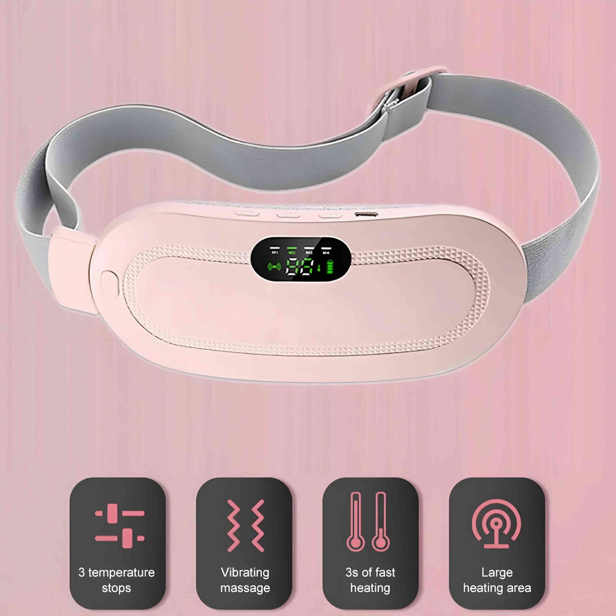 Portable Menstrual Heating Pad with 3 Heat Levels | 4 Vibration Massage Modes