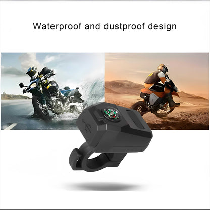 Motorcycle Usb Charger With Compass – Fast Charging, Waterproof, 36-105v – Universal For Motorcycles & E-bikes