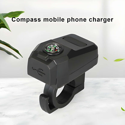 Motorcycle Usb Charger With Compass – Fast Charging, Waterproof, 36-105v – Universal For Motorcycles & E-bikes