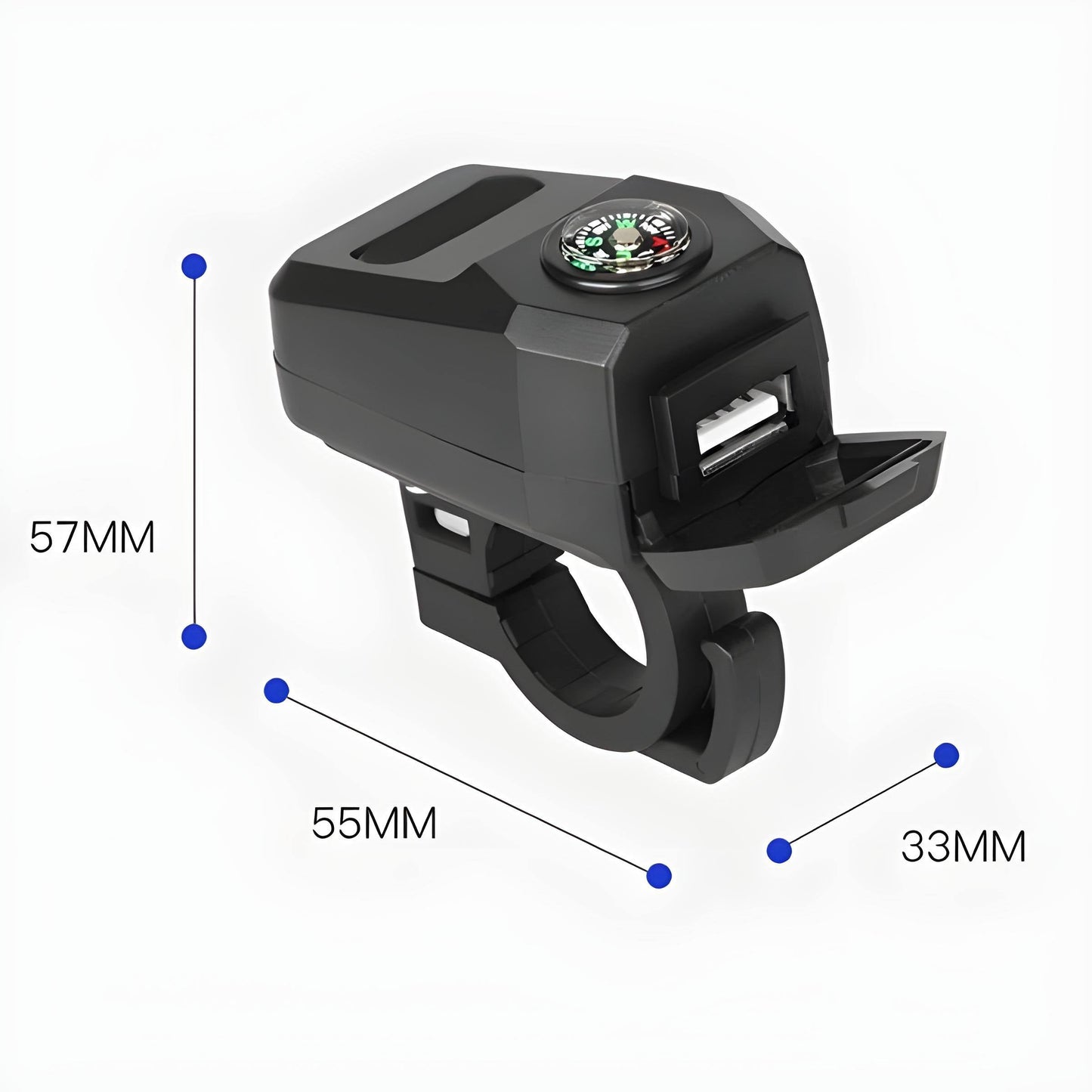 Motorcycle Usb Charger With Compass – Fast Charging, Waterproof, 36-105v – Universal For Motorcycles & E-bikes