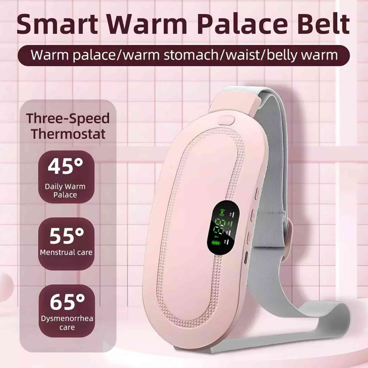 Portable Menstrual Heating Pad with 3 Heat Levels | 4 Vibration Massage Modes