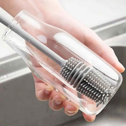 Silicone Bottle Multifunctional Cleaning Brush with Long Handler Kitchen (Pack of 2)
