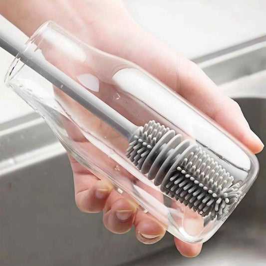 Silicone Bottle Multifunctional Cleaning Brush with Long Handler Kitchen (Pack of 2)